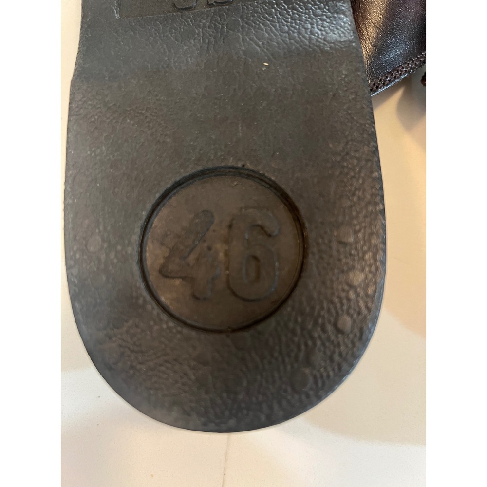 Jerusalem Sandals Mens Brown Leather Toe Loop Slides Handmade Size 46 EU - Picture 4 of 4